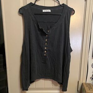 We The Free Dark Gray Button Tank Top
